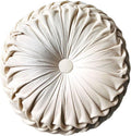 Round Throw Pillow Velvet Home Decoration Pleated Round Pillow Cushion for Couch Chair Bed Car Beige